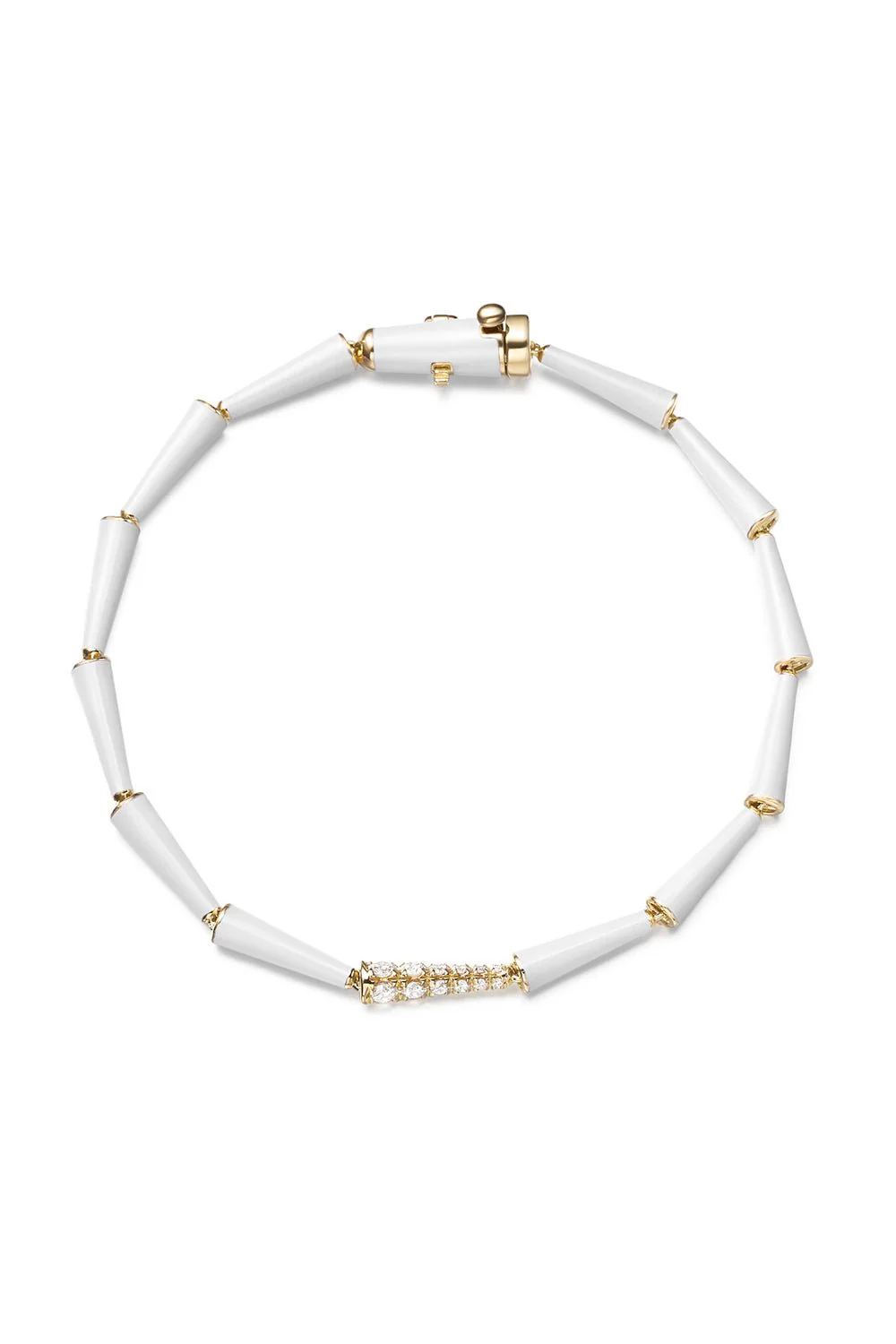 White Lola Partial Diamond Linked Bracelet