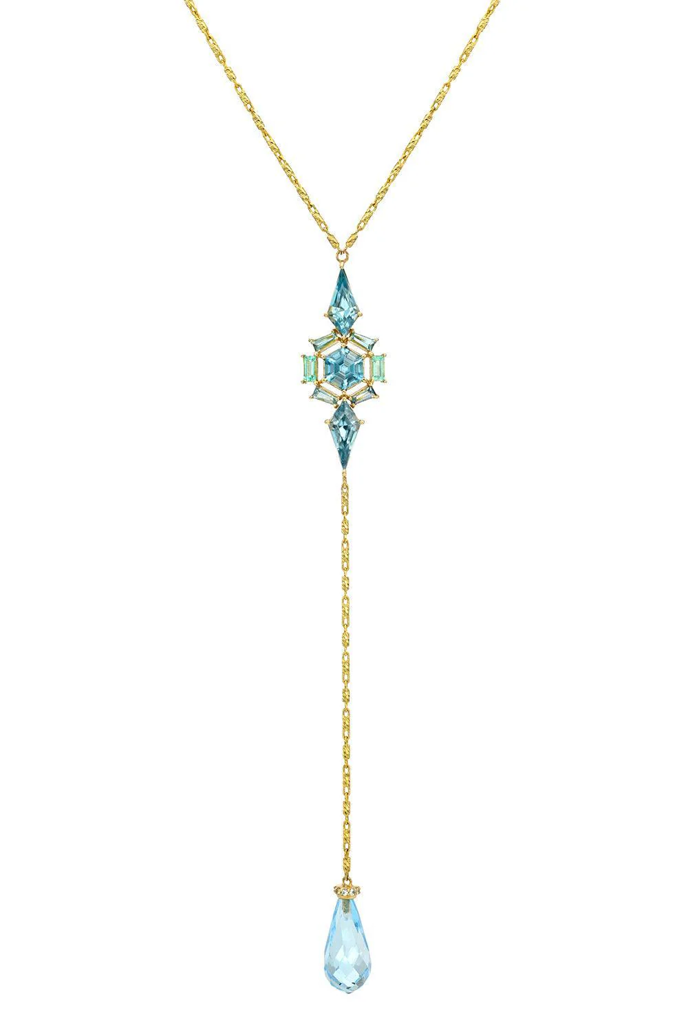 Aquamarine Zircon Clear Skies Lariat Necklace