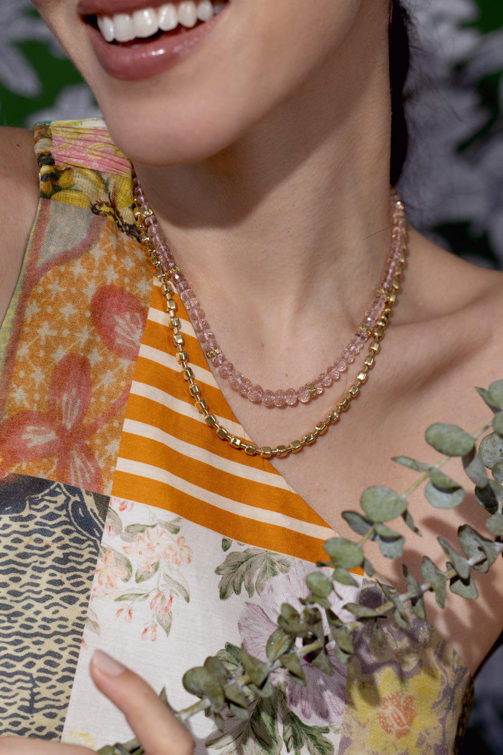 Blush Morganite Bead Necklace - Image 3