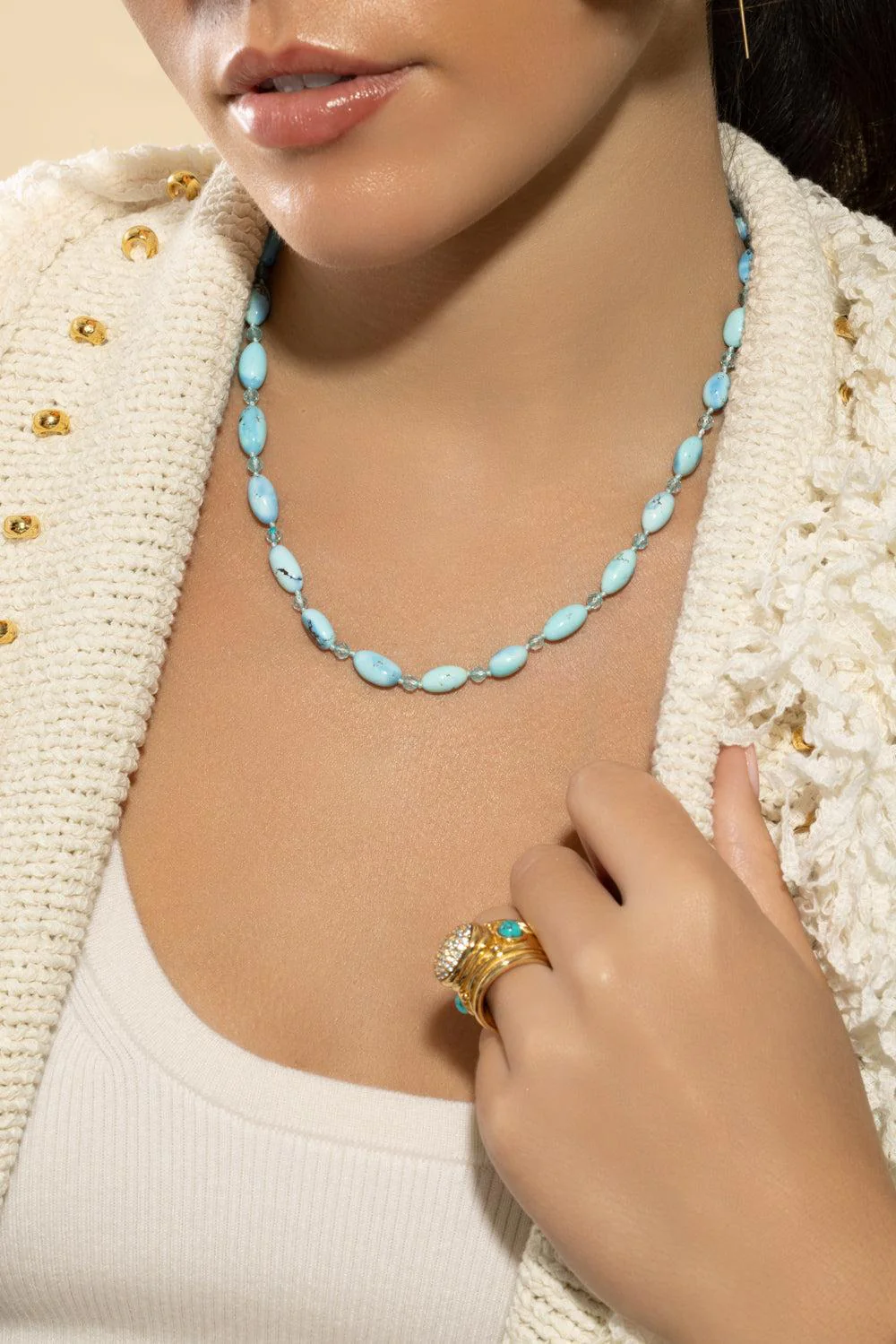 Turquoise Clear Skies Beaded Necklace - Image 2