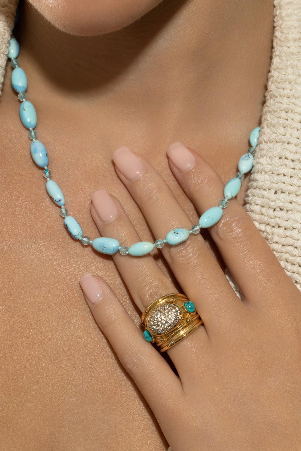 Turquoise Clear Skies Beaded Necklace - Image 4