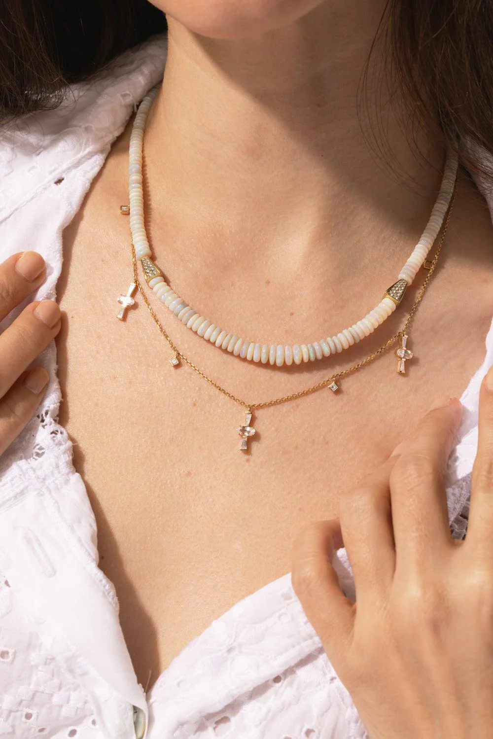 White Opal Diamond Necklace - Image 2