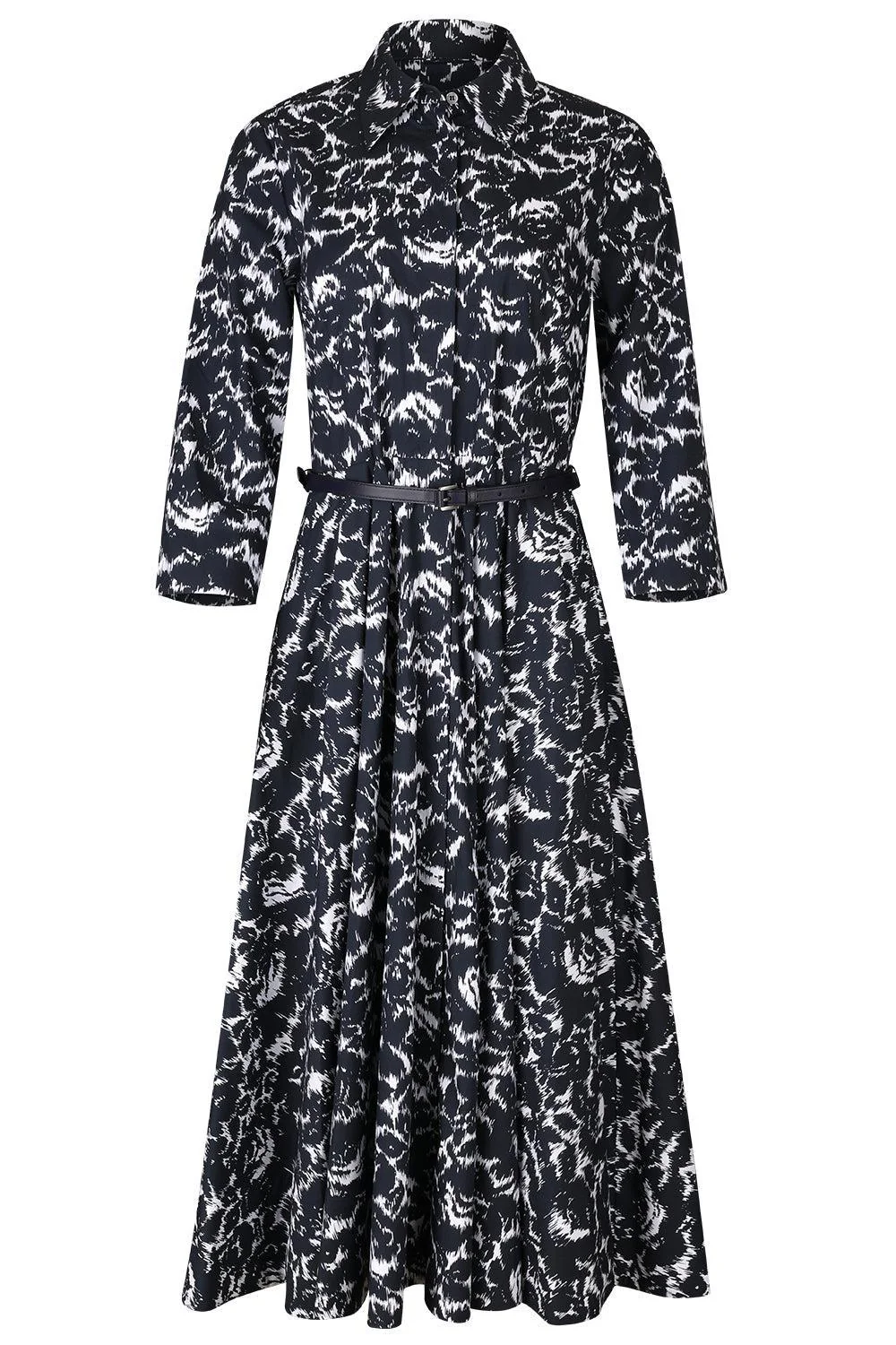 Quarter Sleeve Belted Shirt Dress