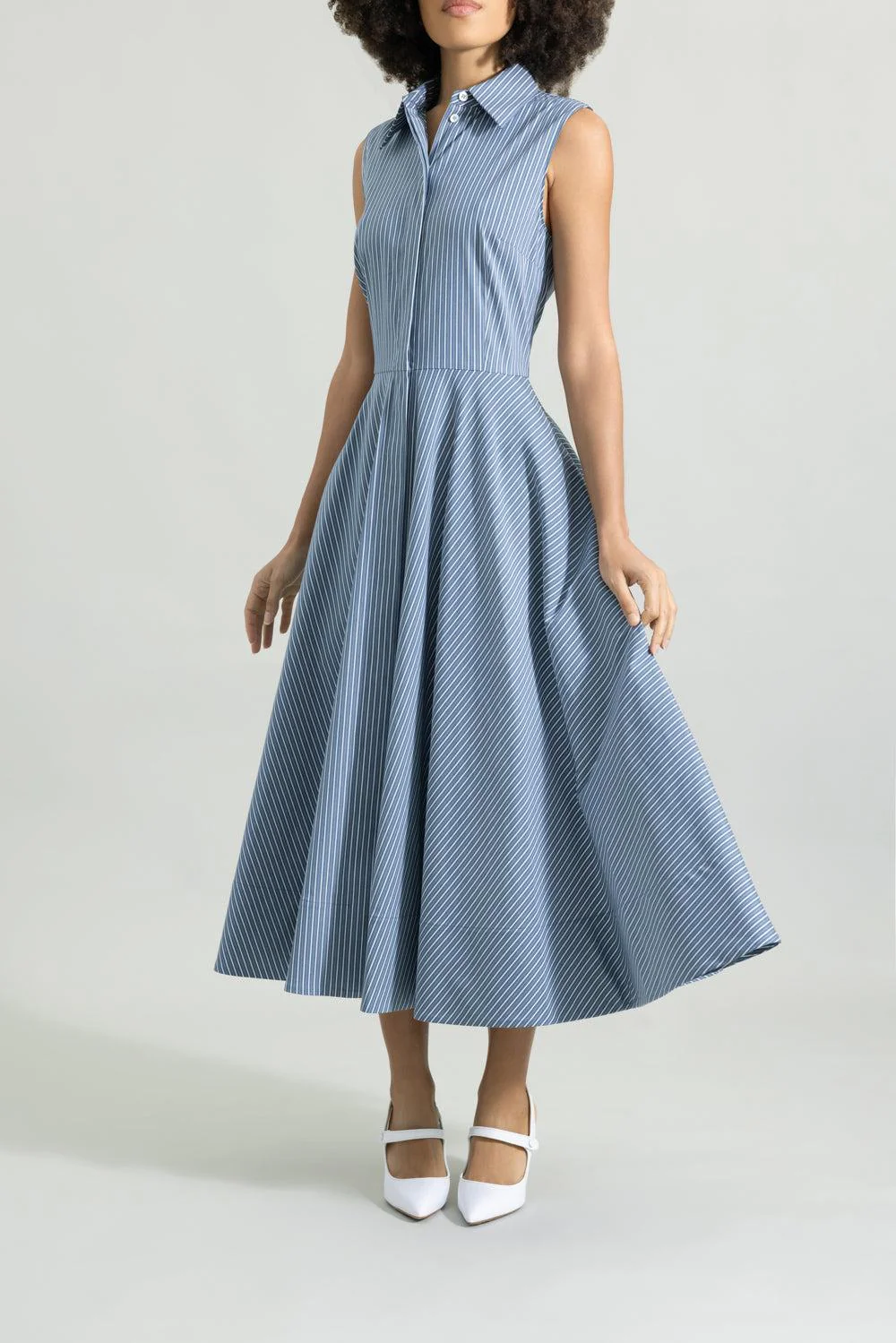 Sleeveless Midi Shirt Dress - Image 2
