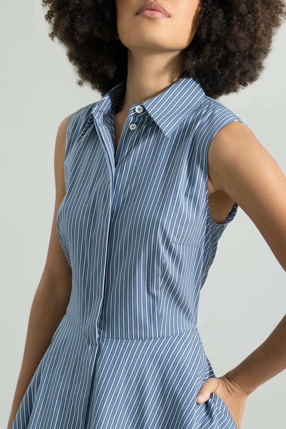 Sleeveless Midi Shirt Dress - Image 3