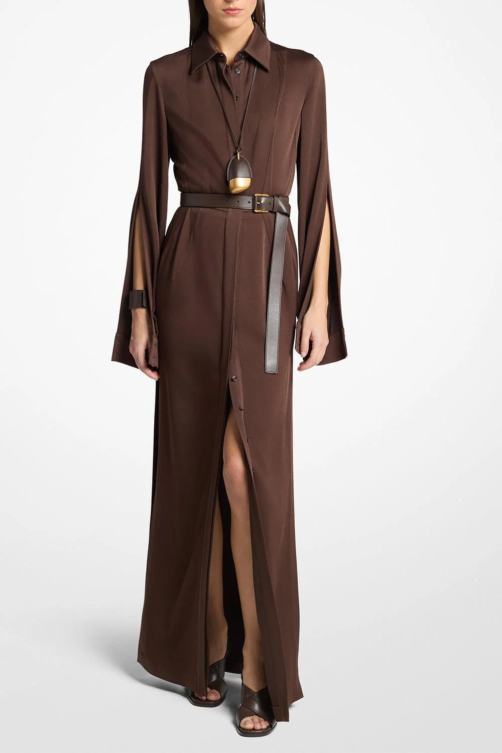 Slit Sleeve Shirt Dress - Image 2