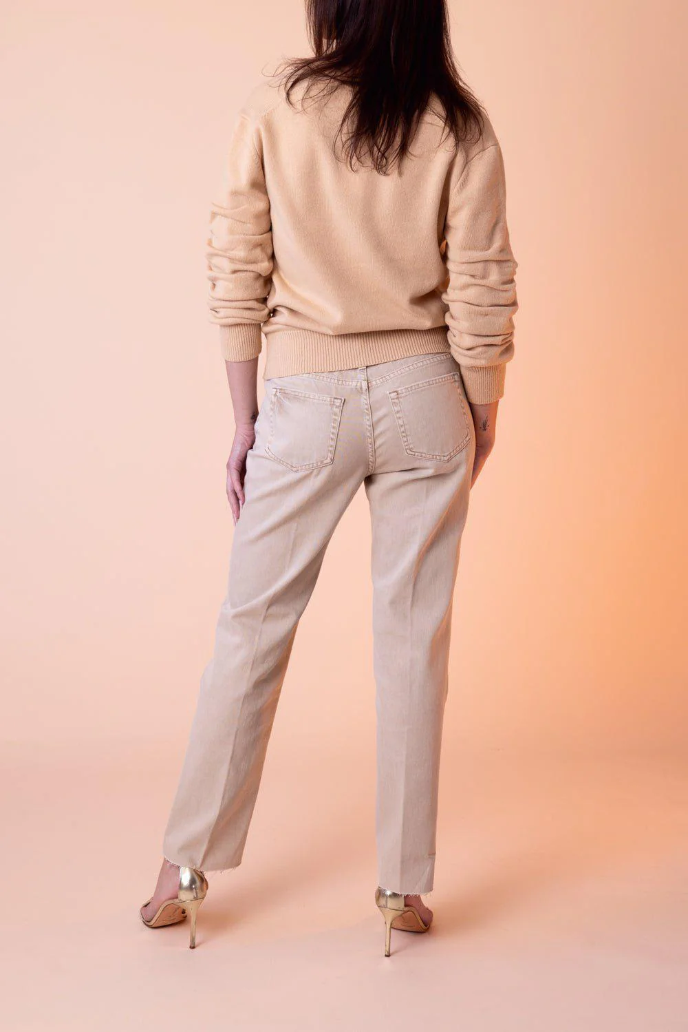Crushed Sleeve Sweater - Nude - Image 4
