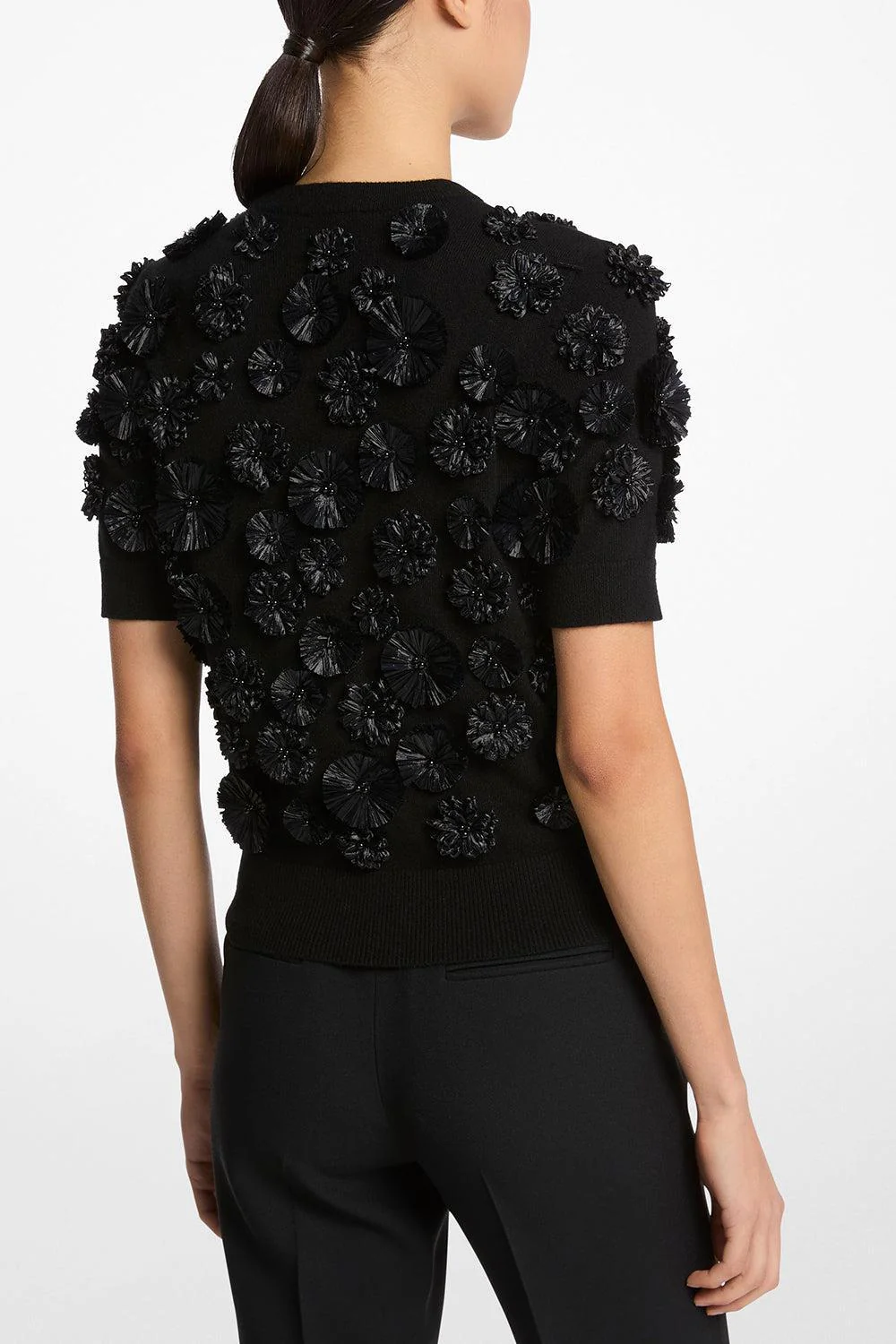 Embroidered Floral Shell Top - Black - Image 3