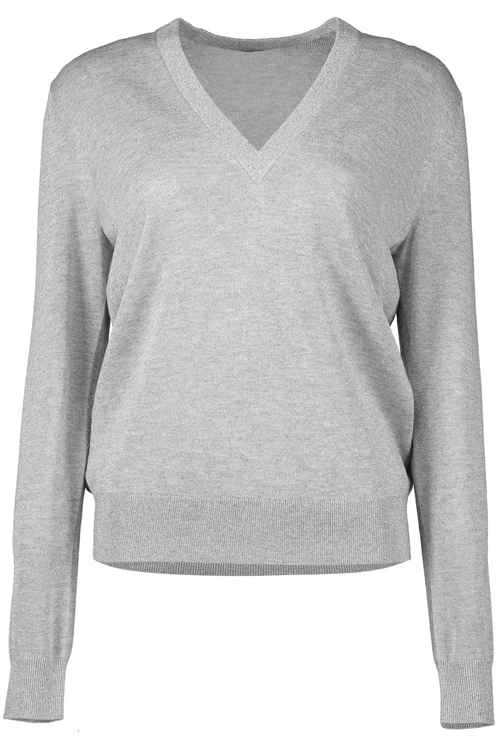 V Neck Sweater - Pearl Silver