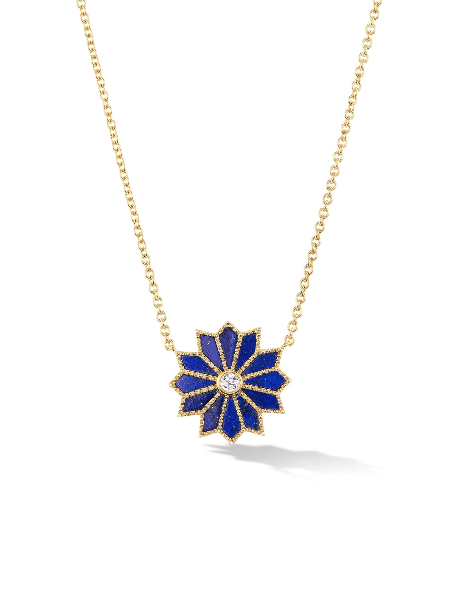 MINI SACRED LAPIS INLAY FLOWER NECKLACE