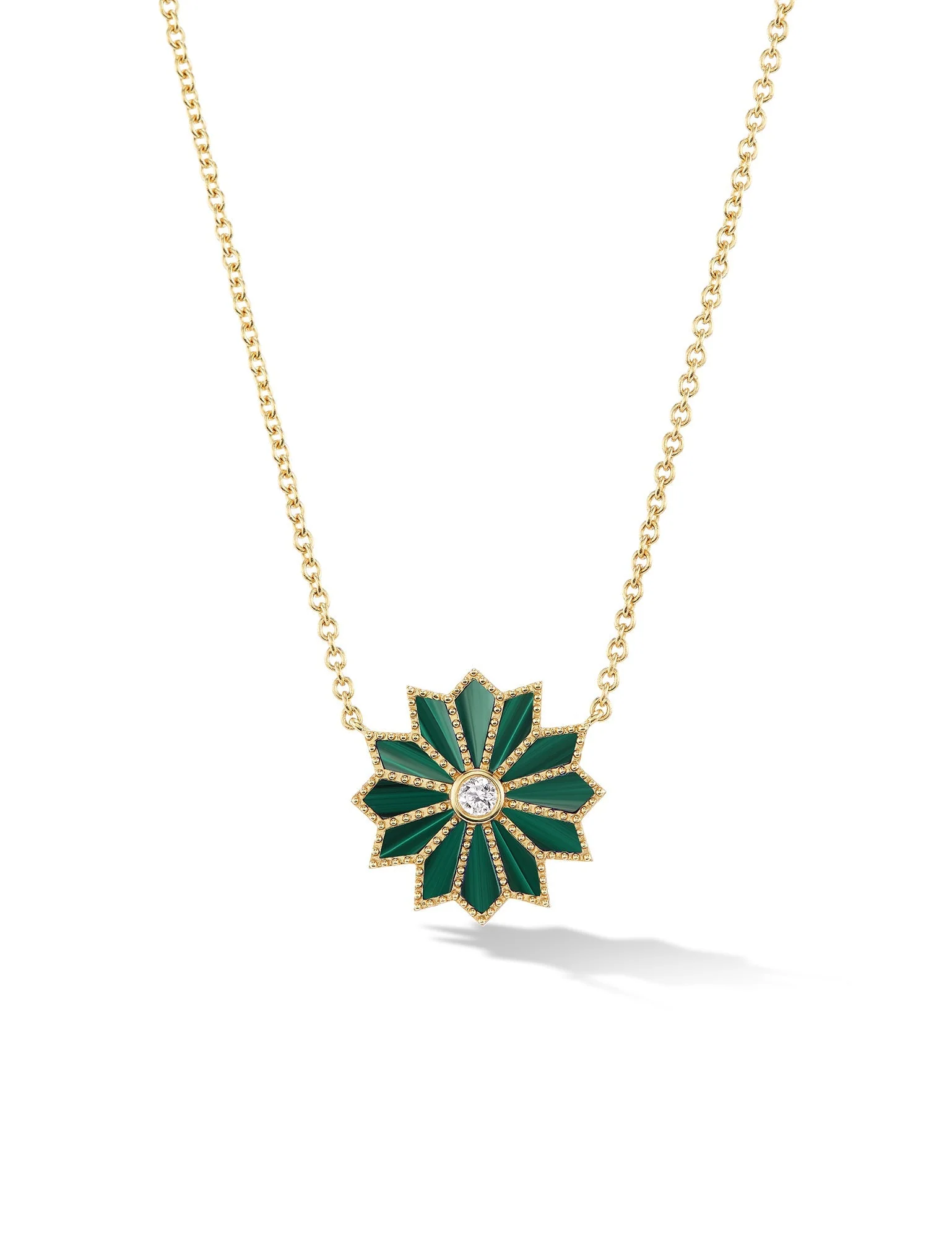 MINI SACRED MALACHITE INLAY FLOWER NECKLACE