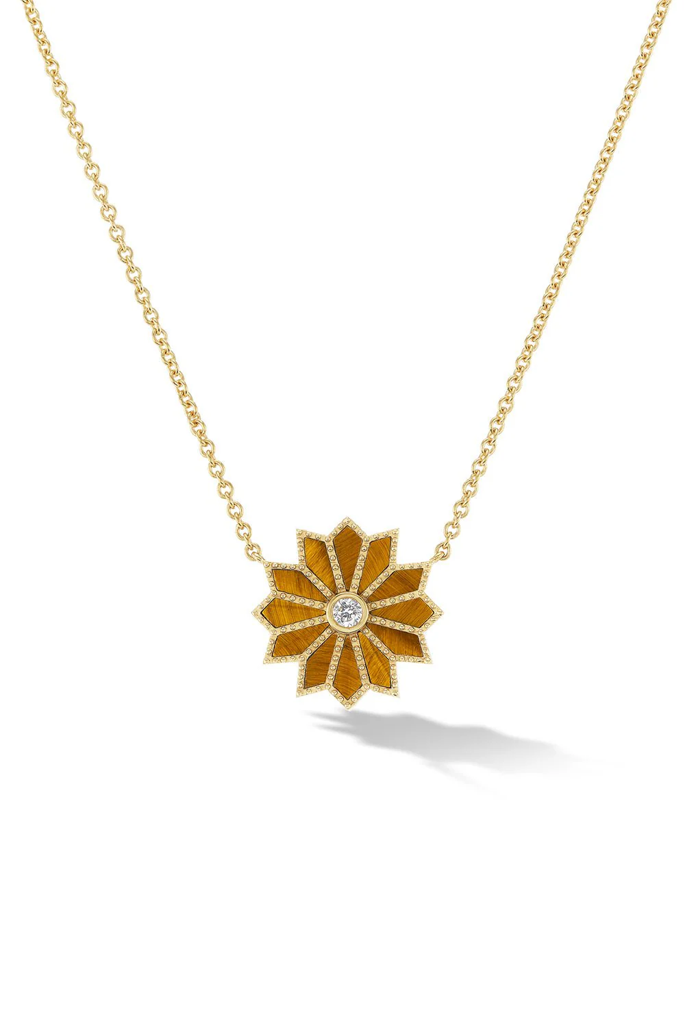MINI SACRED TIGERS EYE INLAY FLOWER NECKLACE