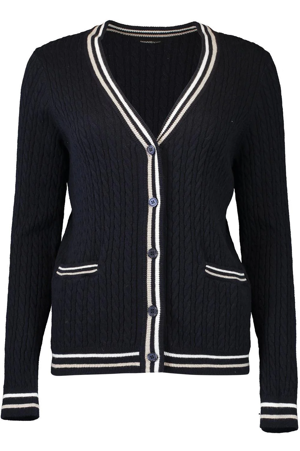 Cable Cardigan - Navy Combo