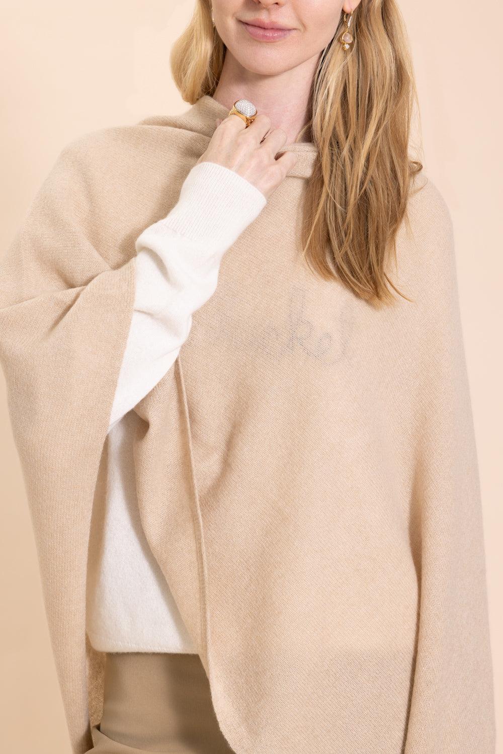 Ruana Cashmere Poncho Cape - Brown Sugar - Image 3