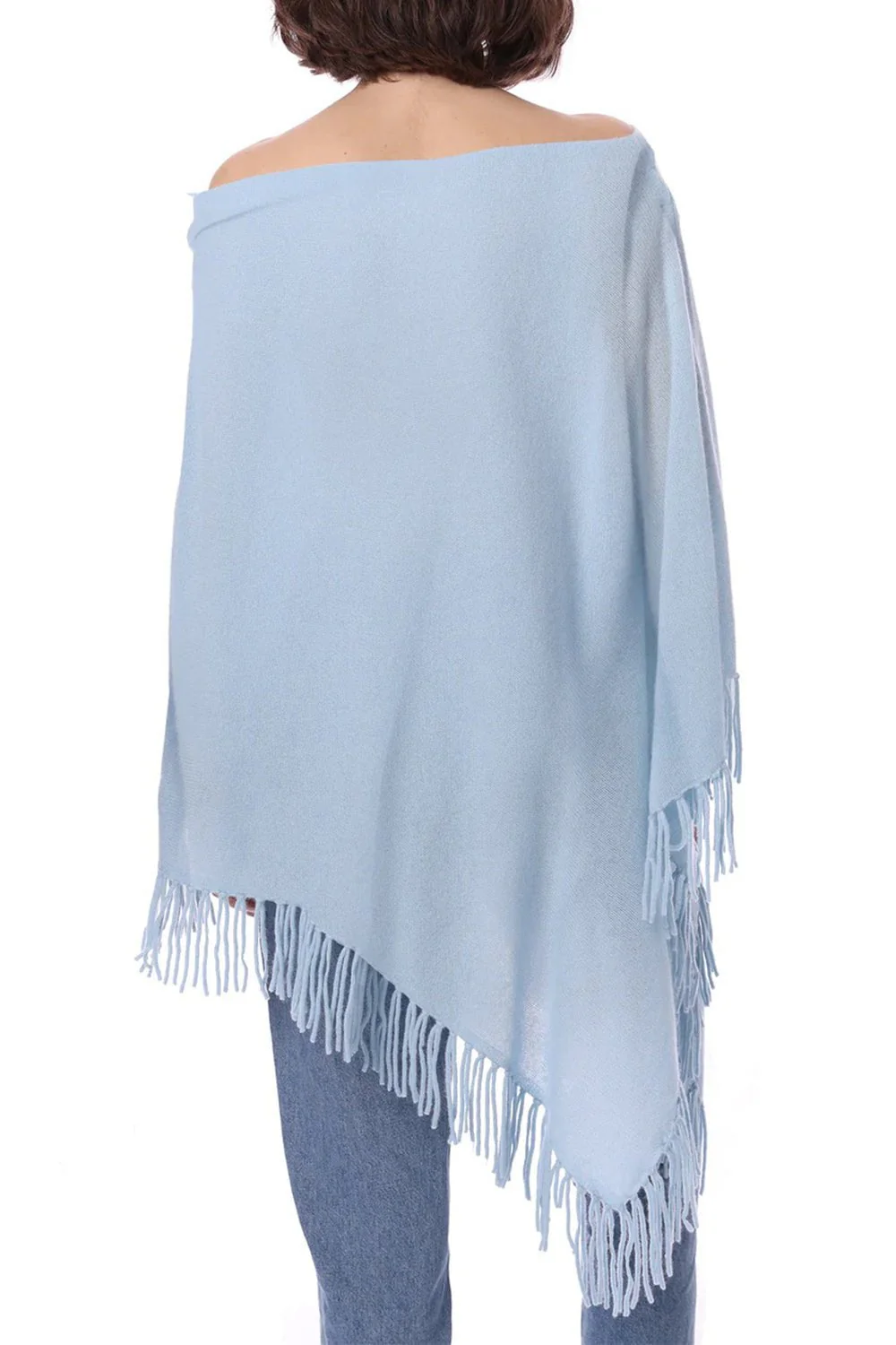 Ruana Fringe Poncho - Baby Blue - Image 4