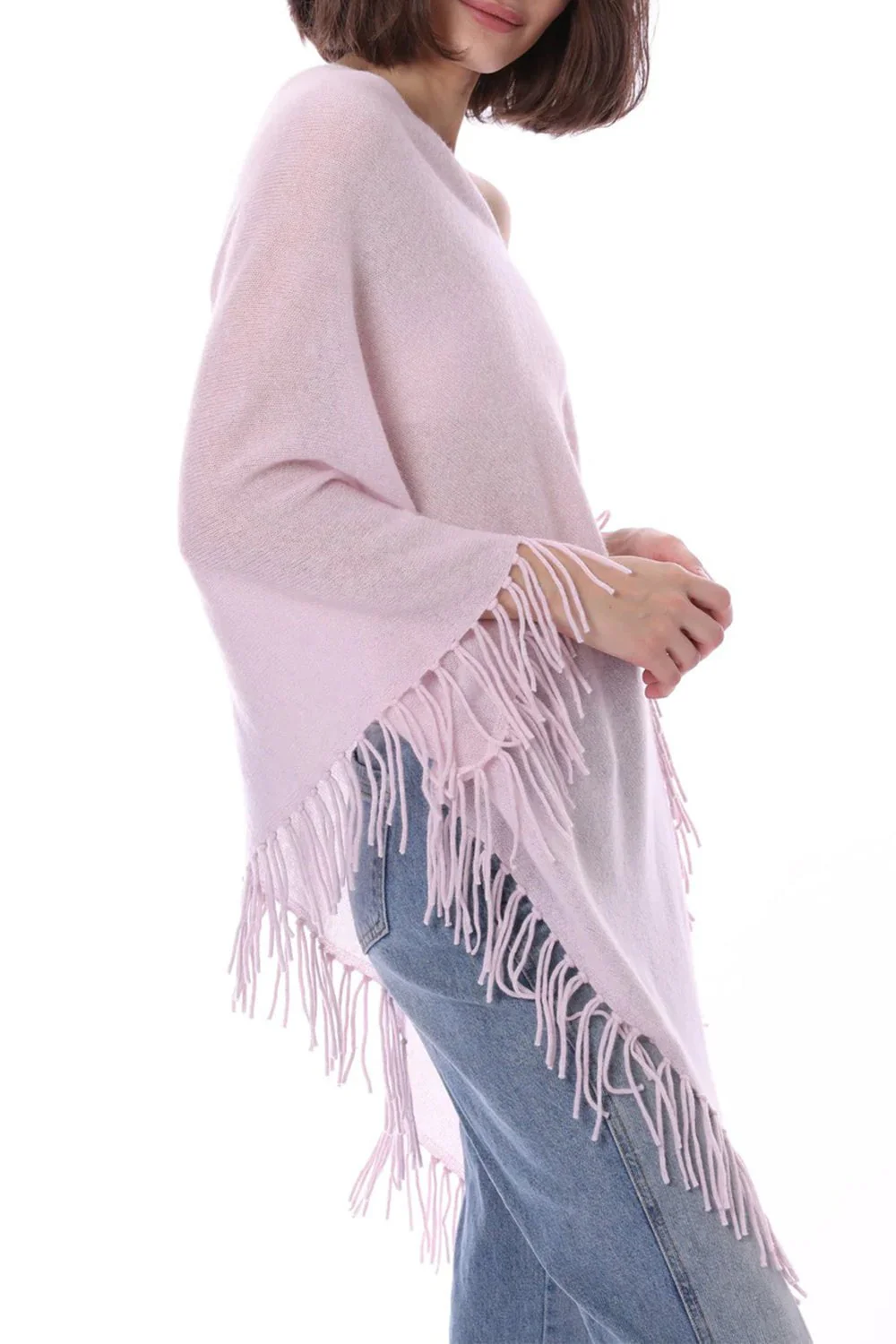 Ruana Fringe Poncho - Dior Pink - Image 2