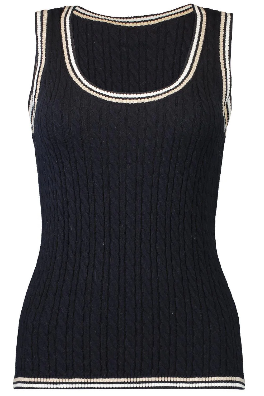 Scoop Neck Tank - Navy Combo