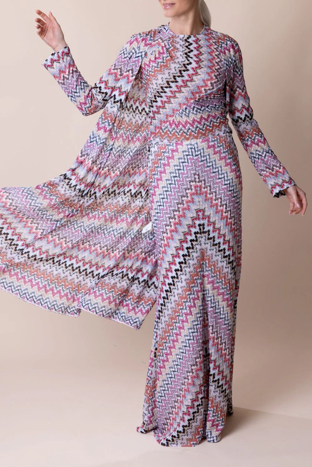 Long Cardigan - Pink White - Image 2