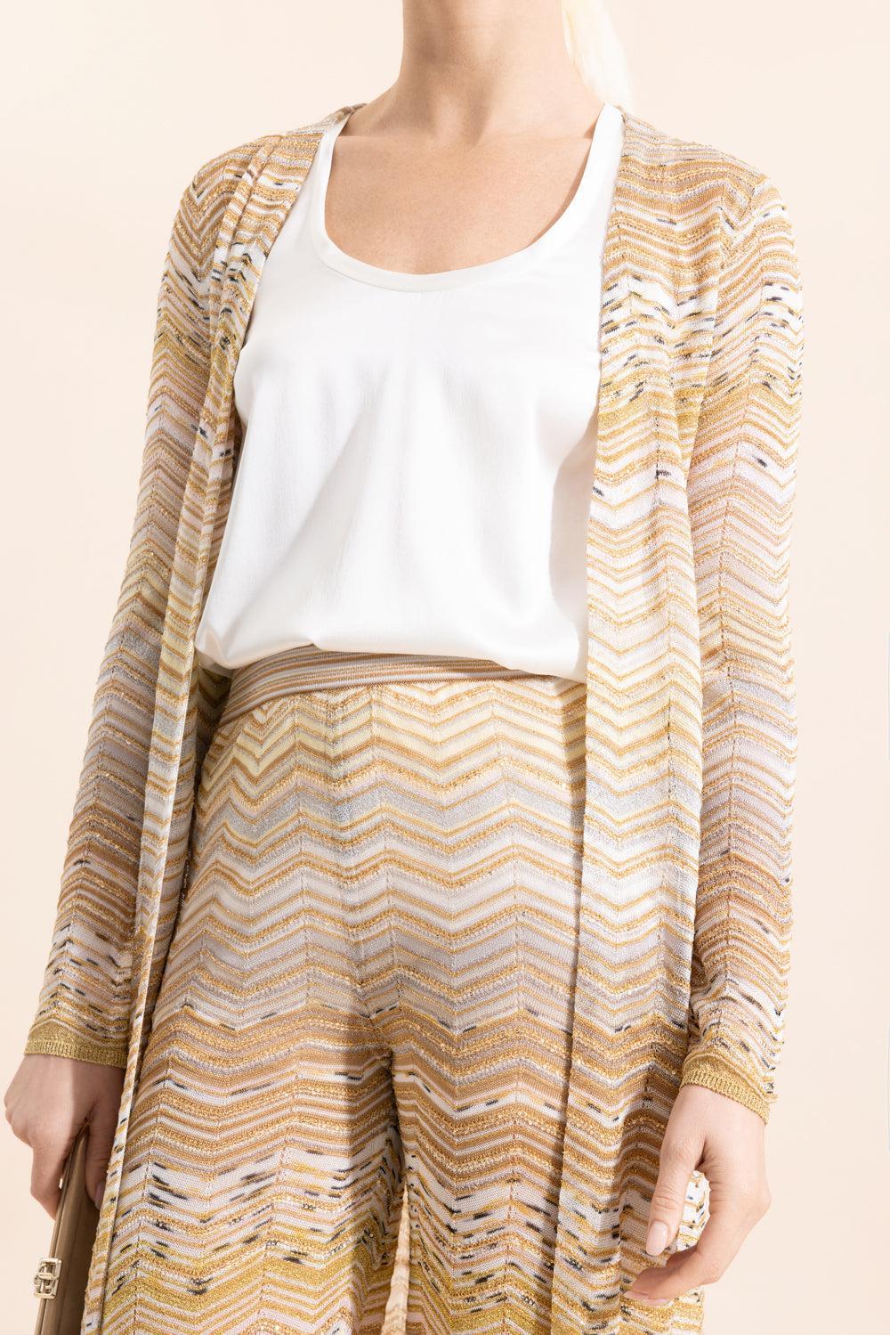 Long Knit Cardigan - Gold - Image 3