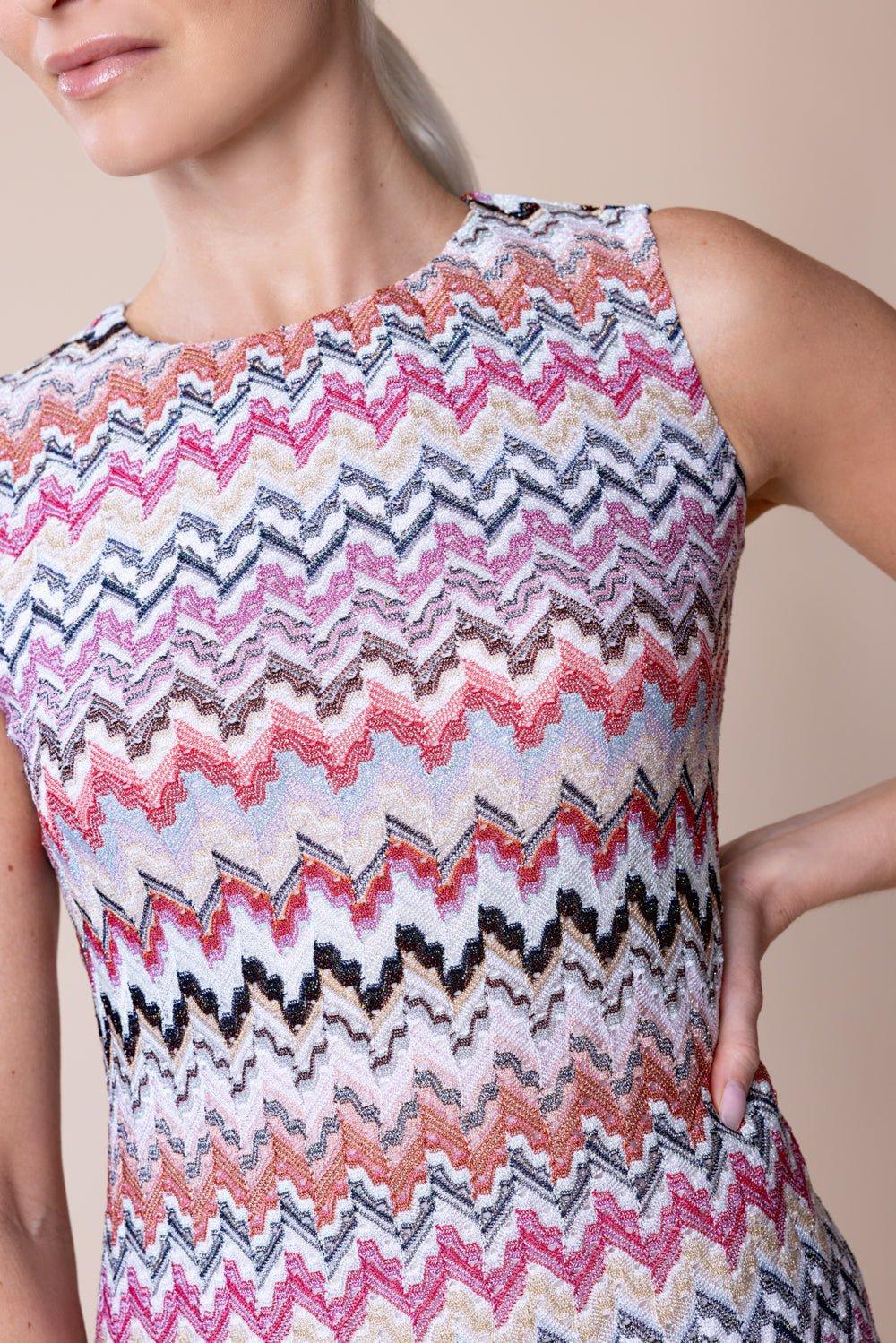Sleeveless Short Dress - Pink White - Image 5