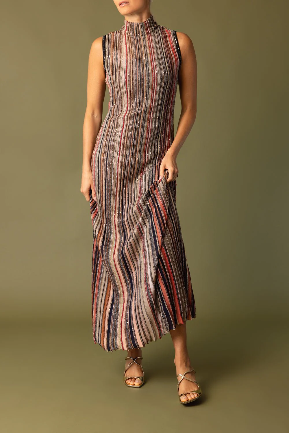 Vertical Striped Long Dress - Image 2