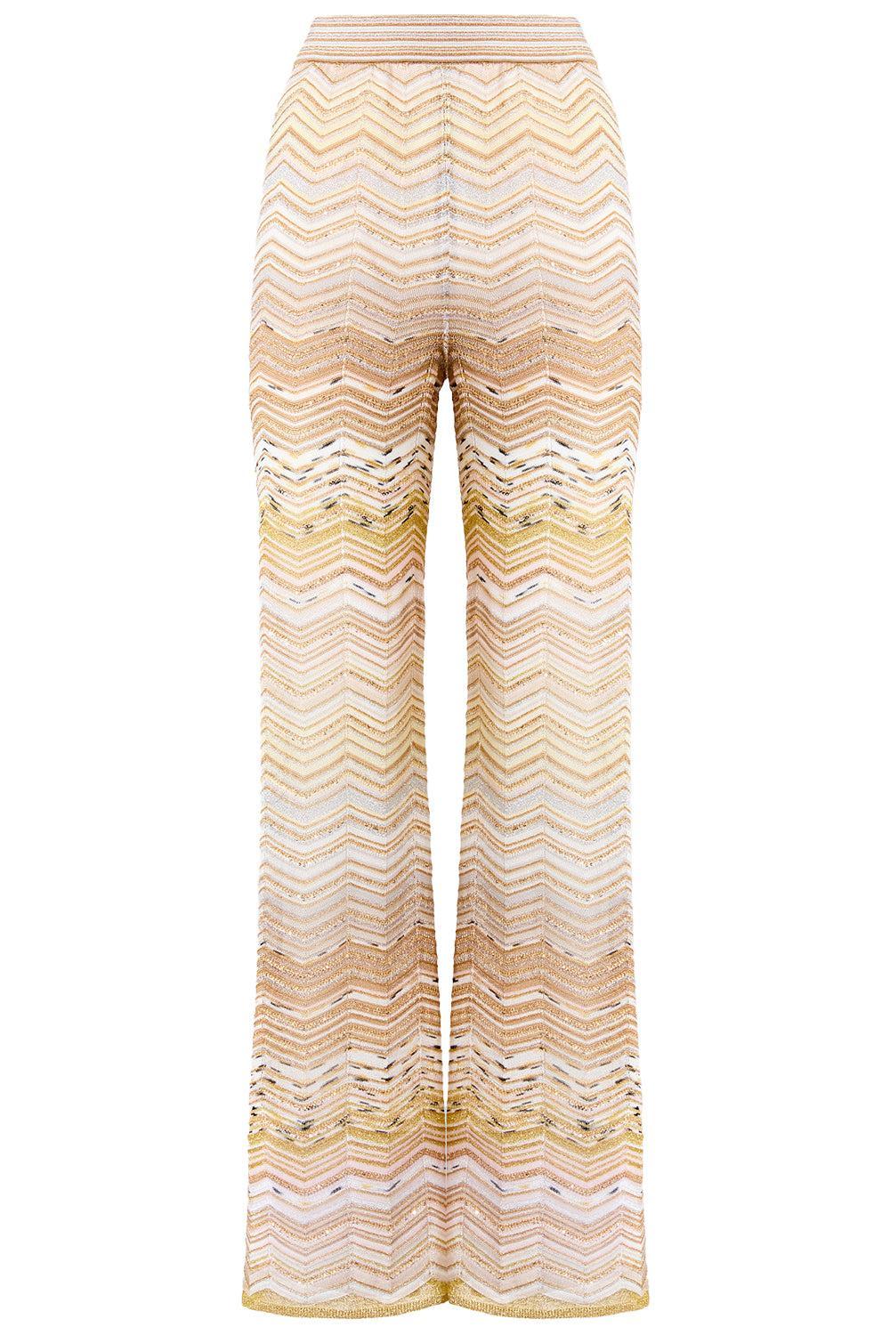 Wide Leg Knit Trousers - Gold