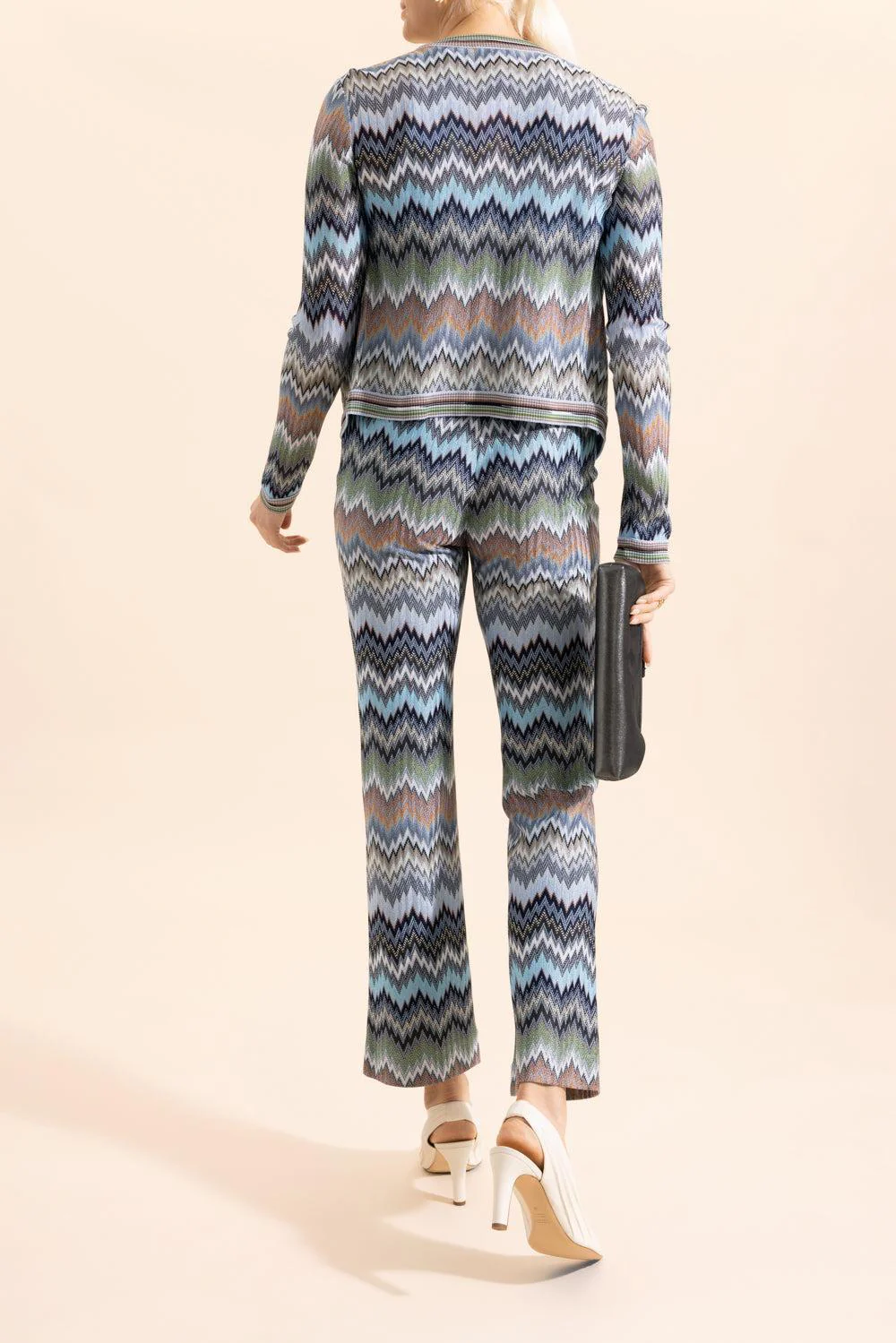 Wide Leg Knit Trousers - Mulitcolor Blue - Image 4