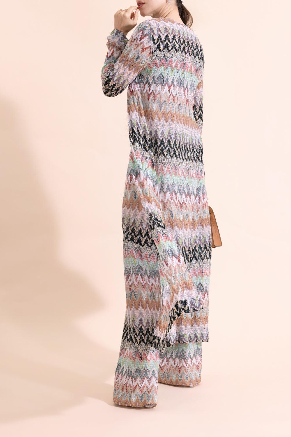 Wide Leg Knit Trousers - White Pink Blue - Image 4