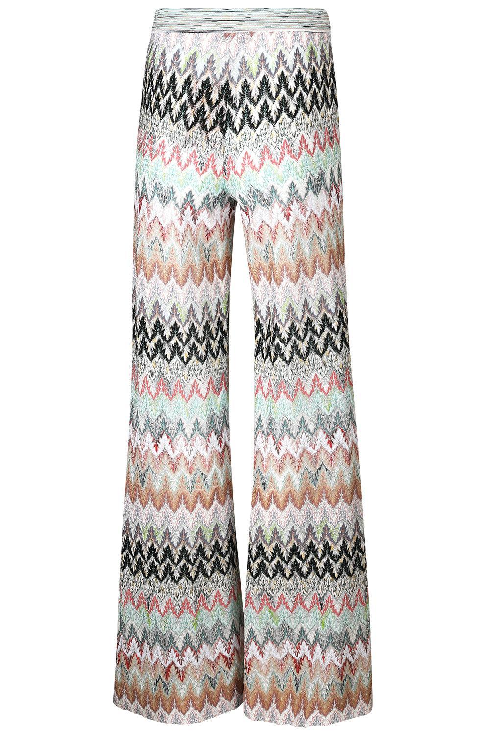 Wide Leg Knit Trousers - White Pink Blue - Image 5