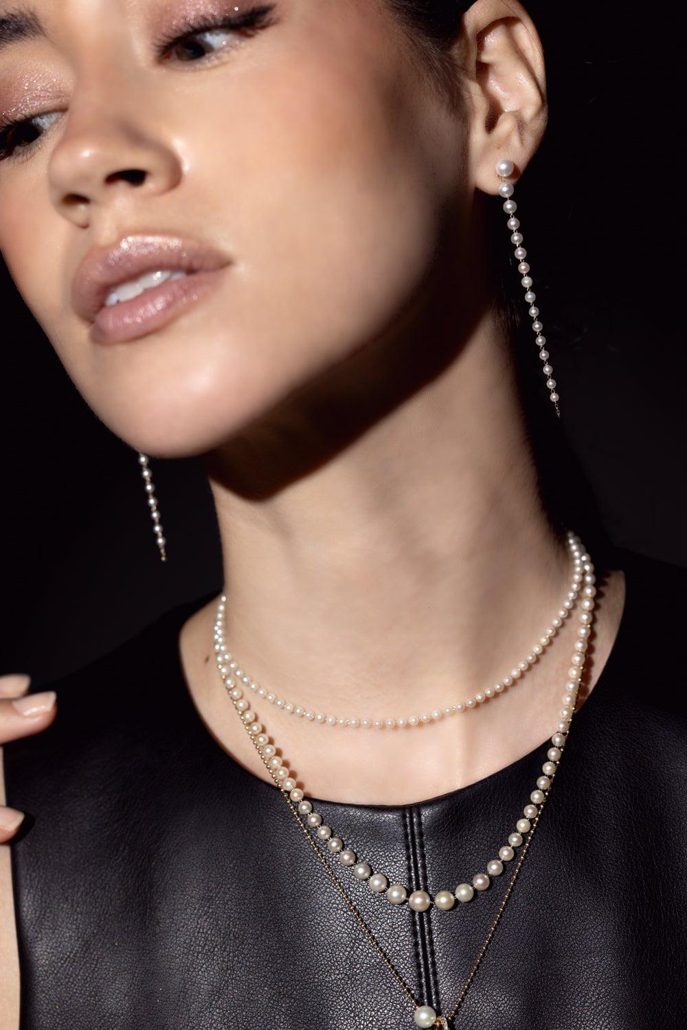 Graduated Akoya Pearl Drop Earrings - Image 2