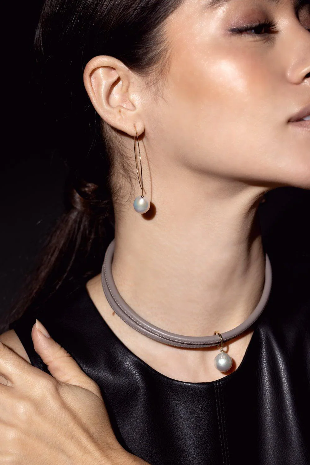 Pearl Hoop Earrings - Image 2