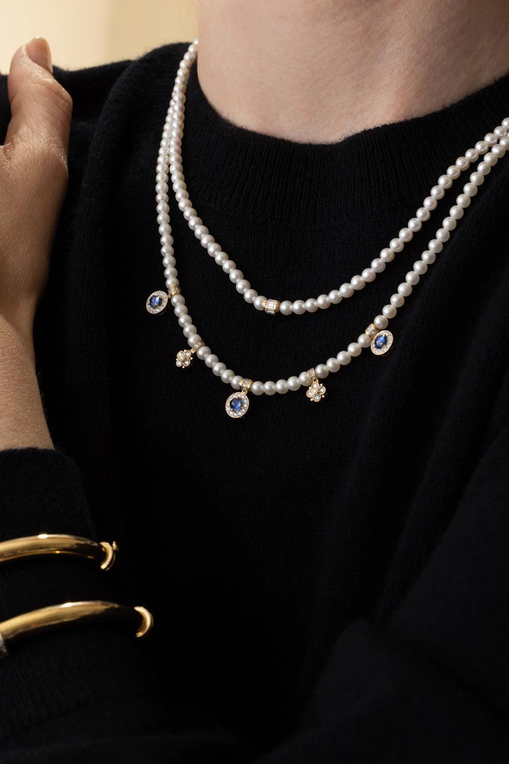 Blue Sapphire Pearl Kyoto Necklace - Image 2