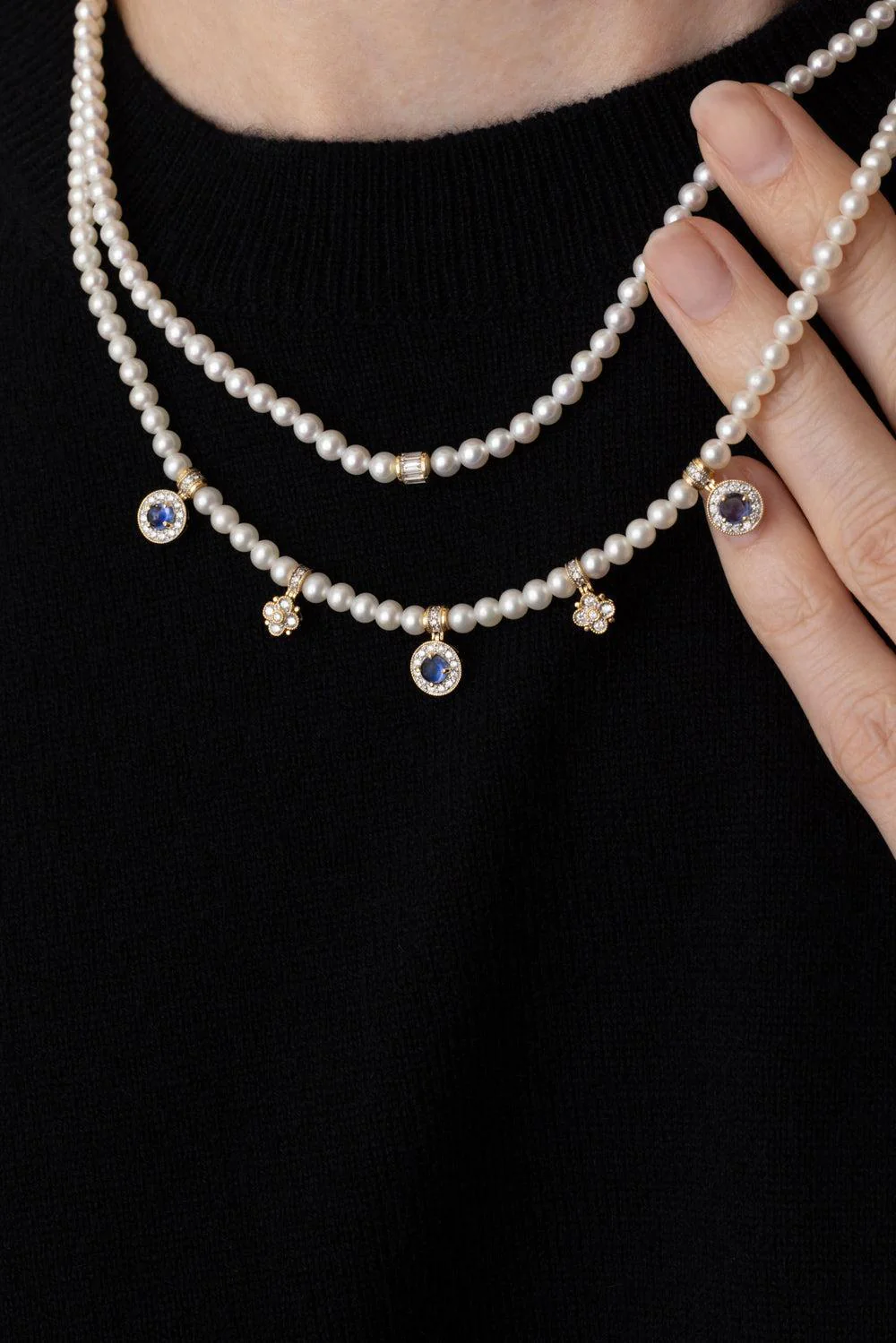 Blue Sapphire Pearl Kyoto Necklace - Image 3