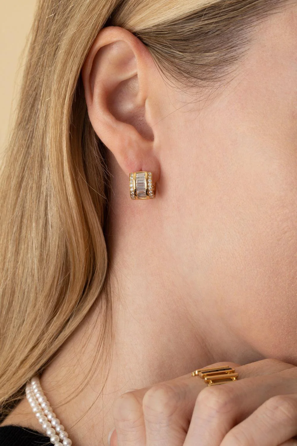 Diamond Mini Paro Huggie Earrings - Image 3