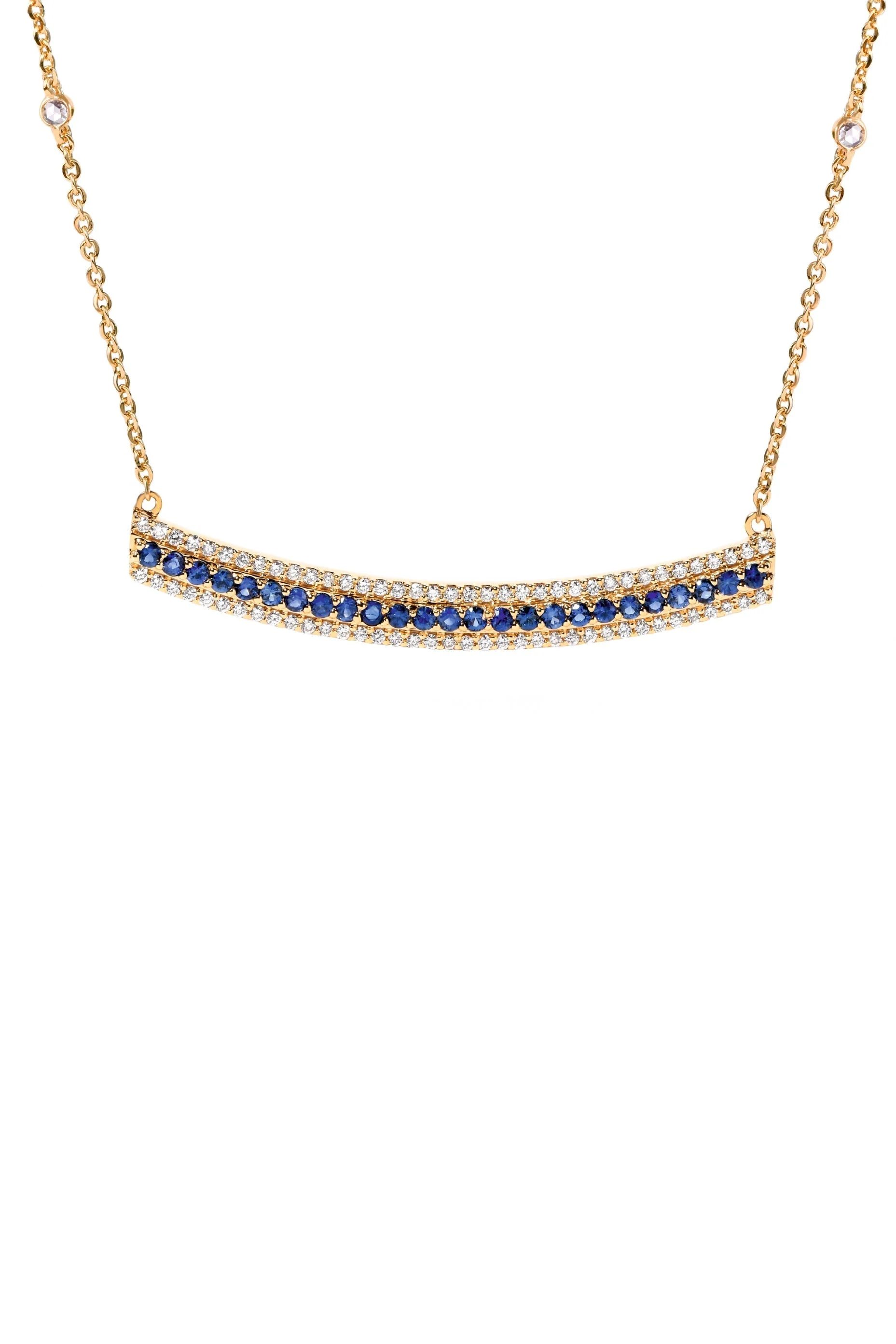 Ladakh Blue Sapphire Bar Necklace