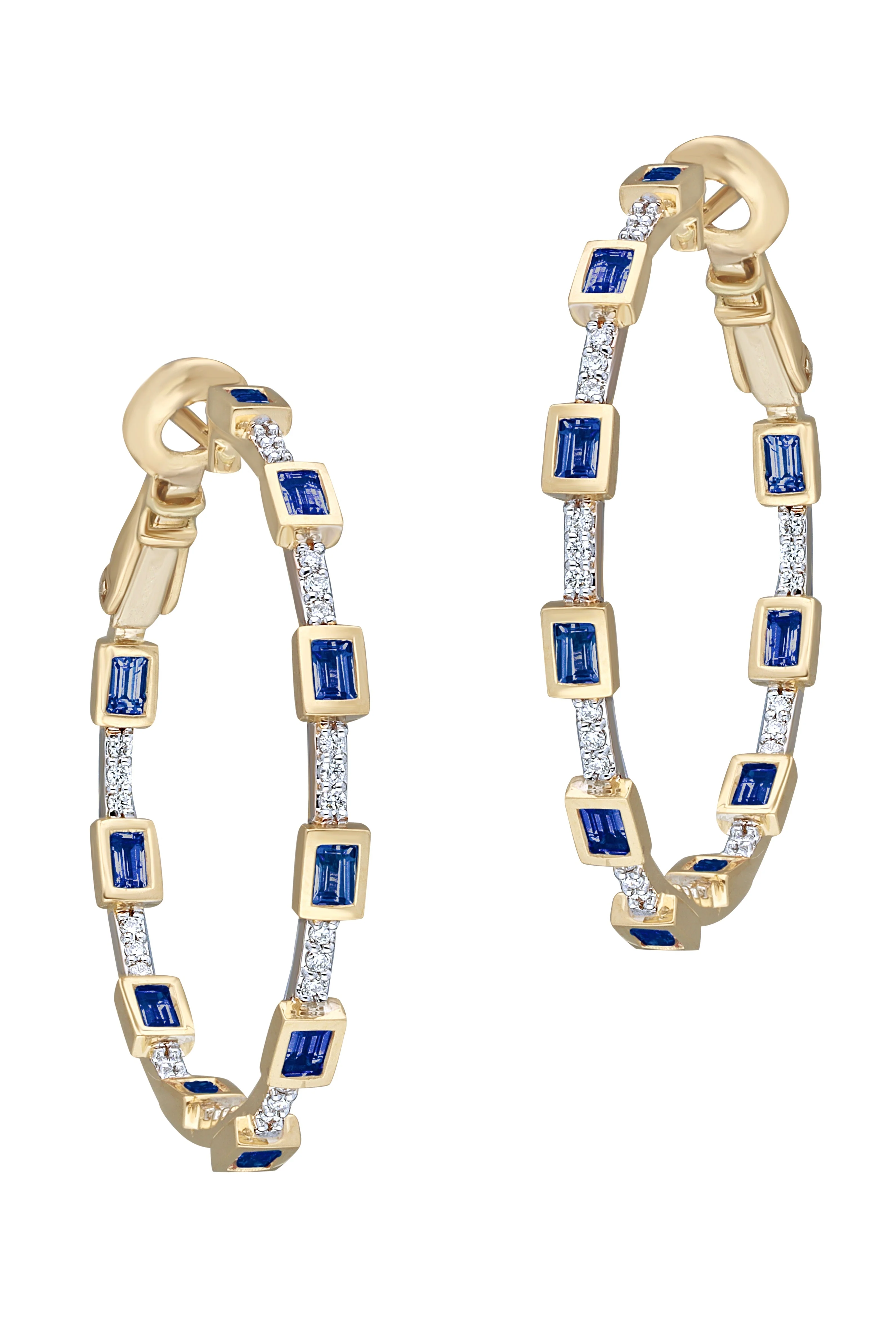 Paro Blue Sapphire Hoop Earrings