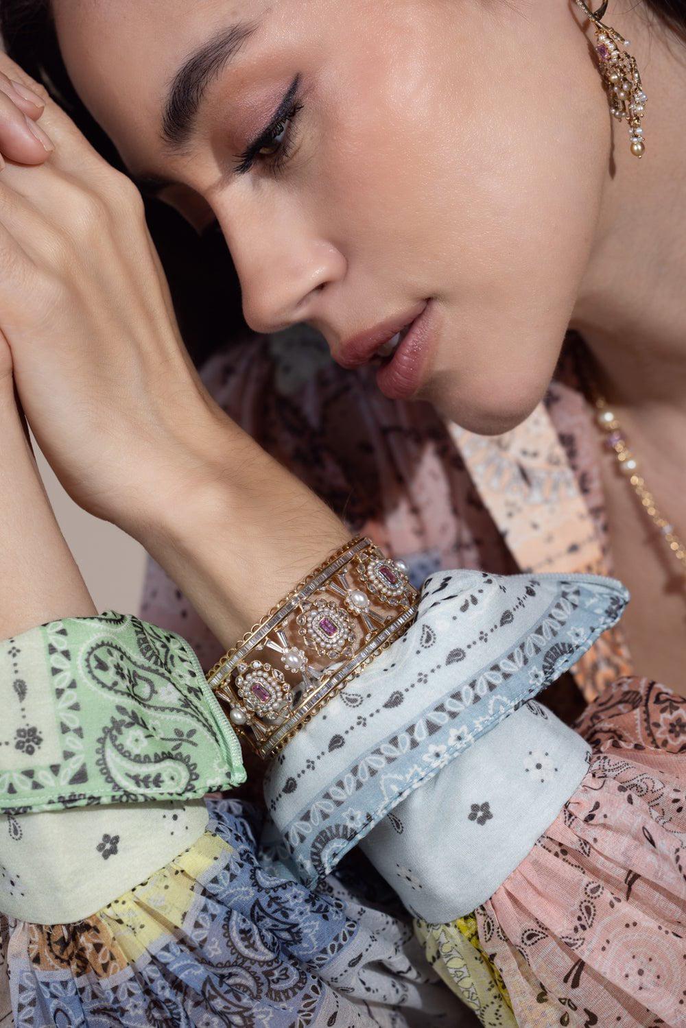 Paro Pink Sapphire Cuff Bracelet - Image 2