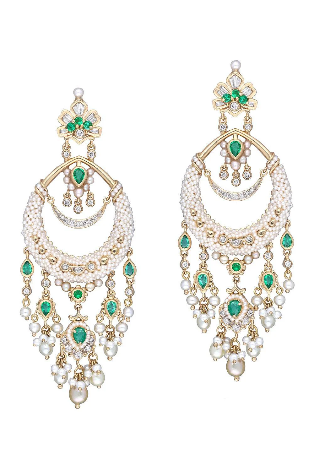 Pearl Diamond Taantvi Chandelier Earrings