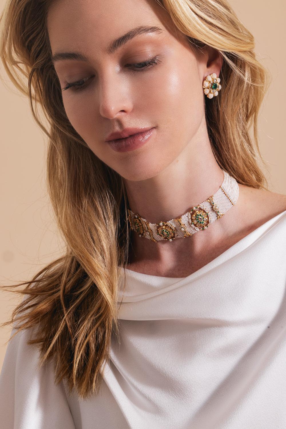 Pearl Emerald Taantvi Necklace - Image 4