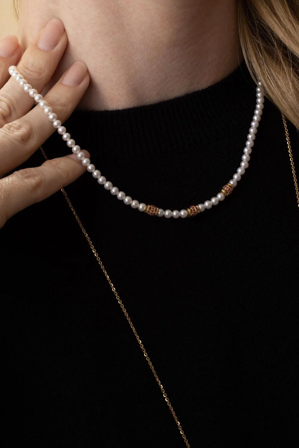 Pink Sapphire Pearl Kyoto Necklace - Image 2