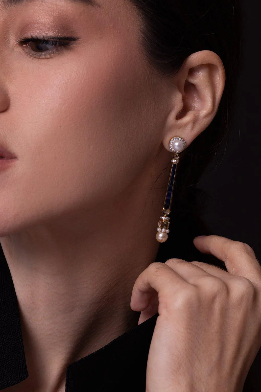 Sapphire Line Nurr Earrings - Image 4