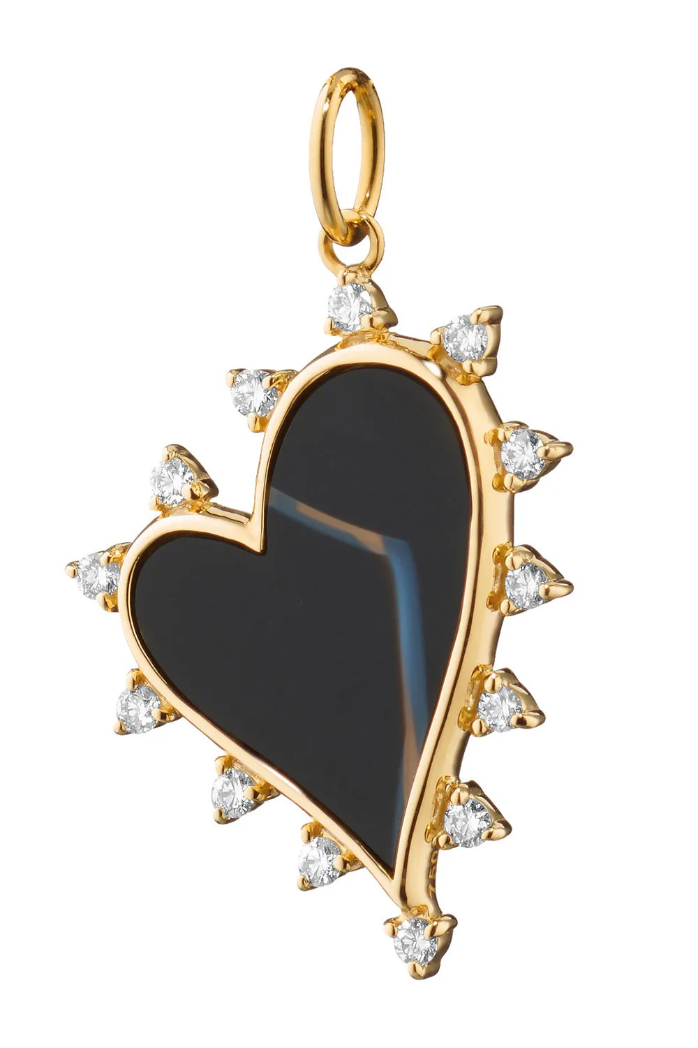 Black Agate Heart Charm