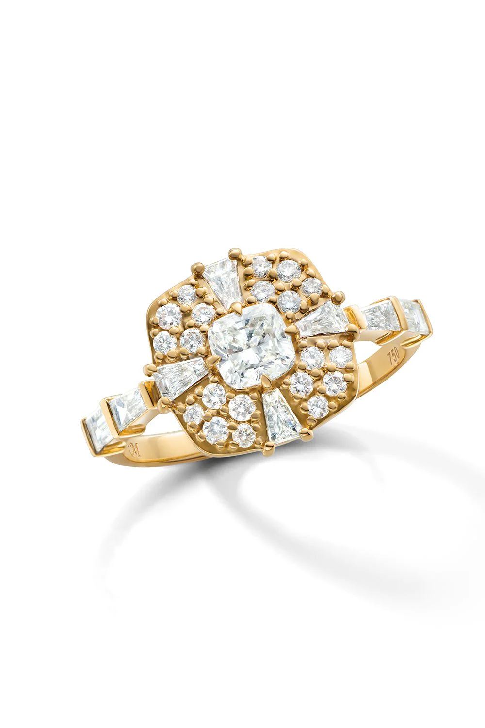 Cushion "Points North" Diamond Ring