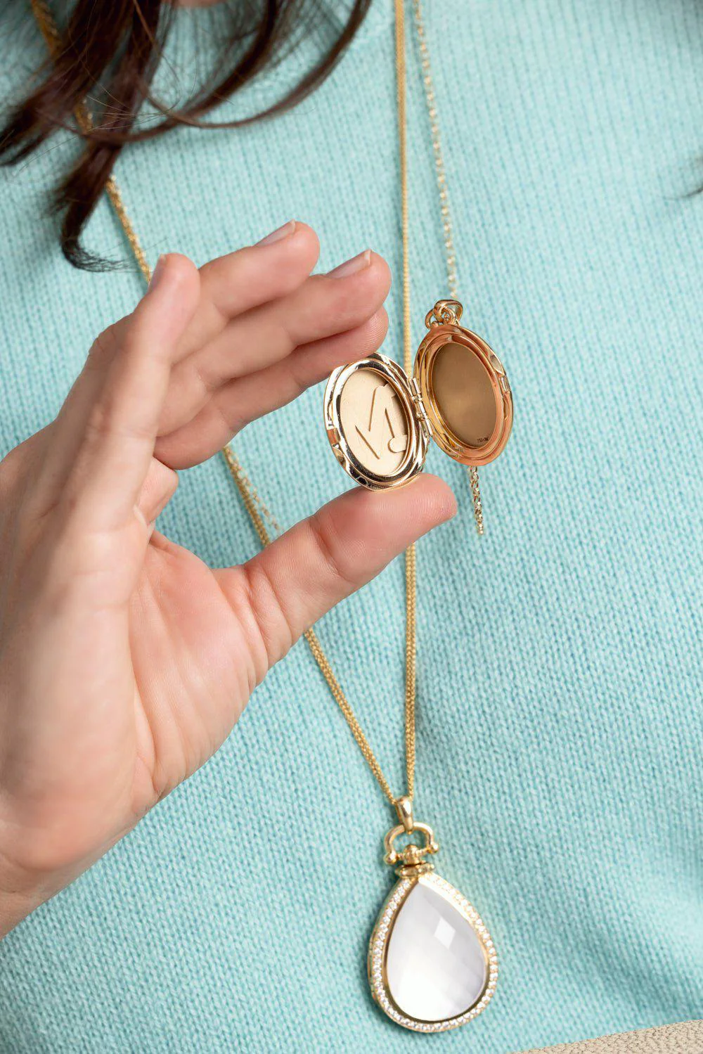 Diamond Initial Locket Necklace - Image 4