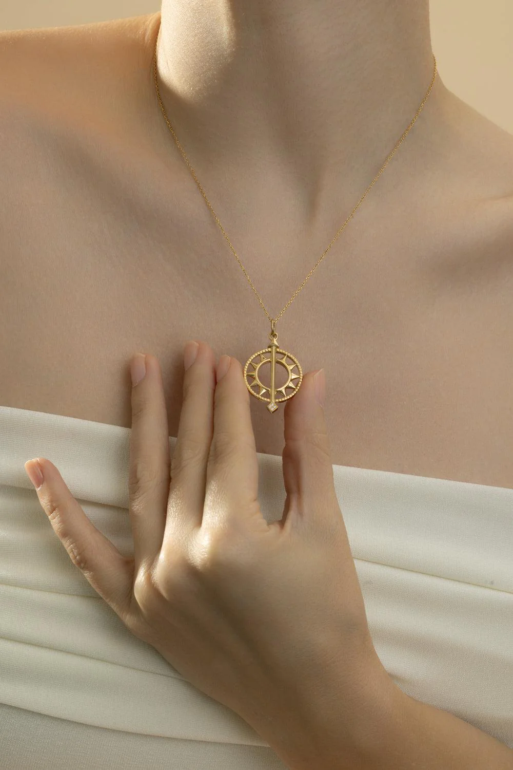 Diamond Large Adventure Compass Necklace - Image 2