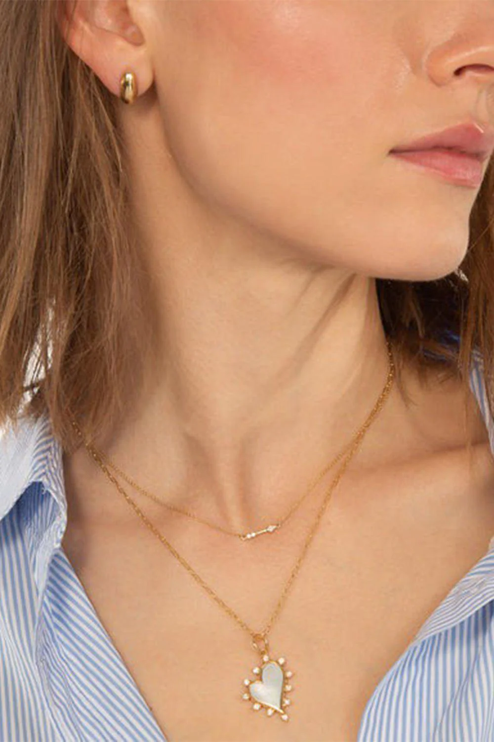 Diamond Pearl Heart Necklace - Image 2