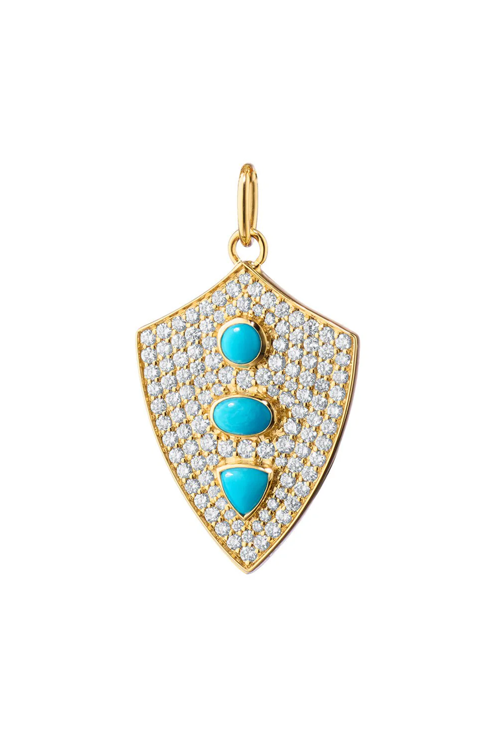 Diamond Turquoise Fearless Shield Charm