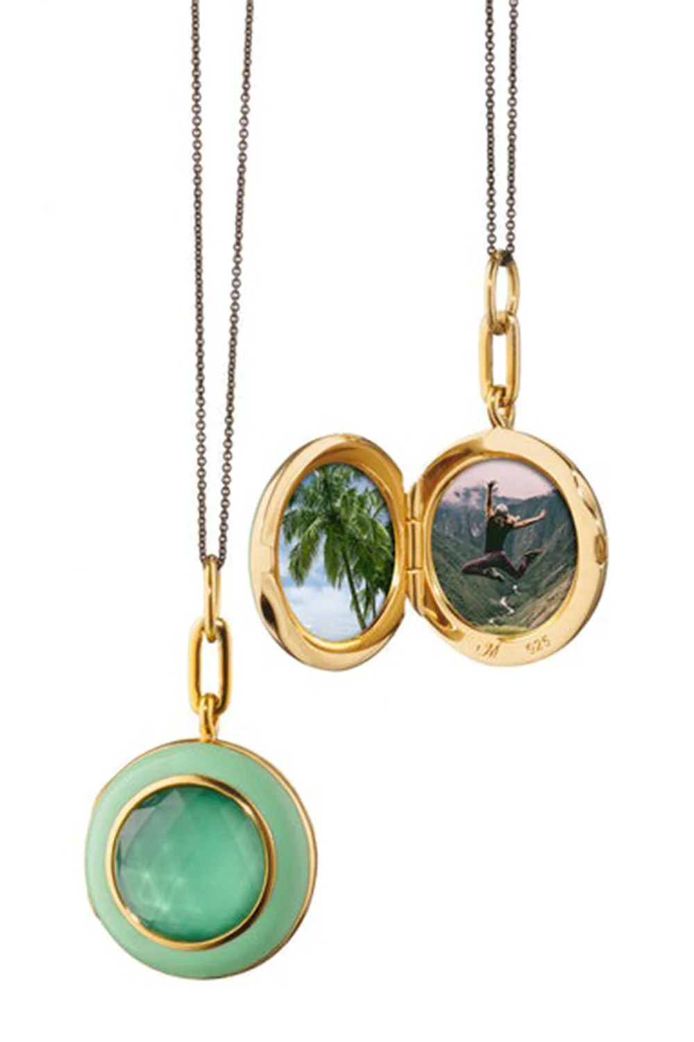 Green Enamel Vermeil Locket