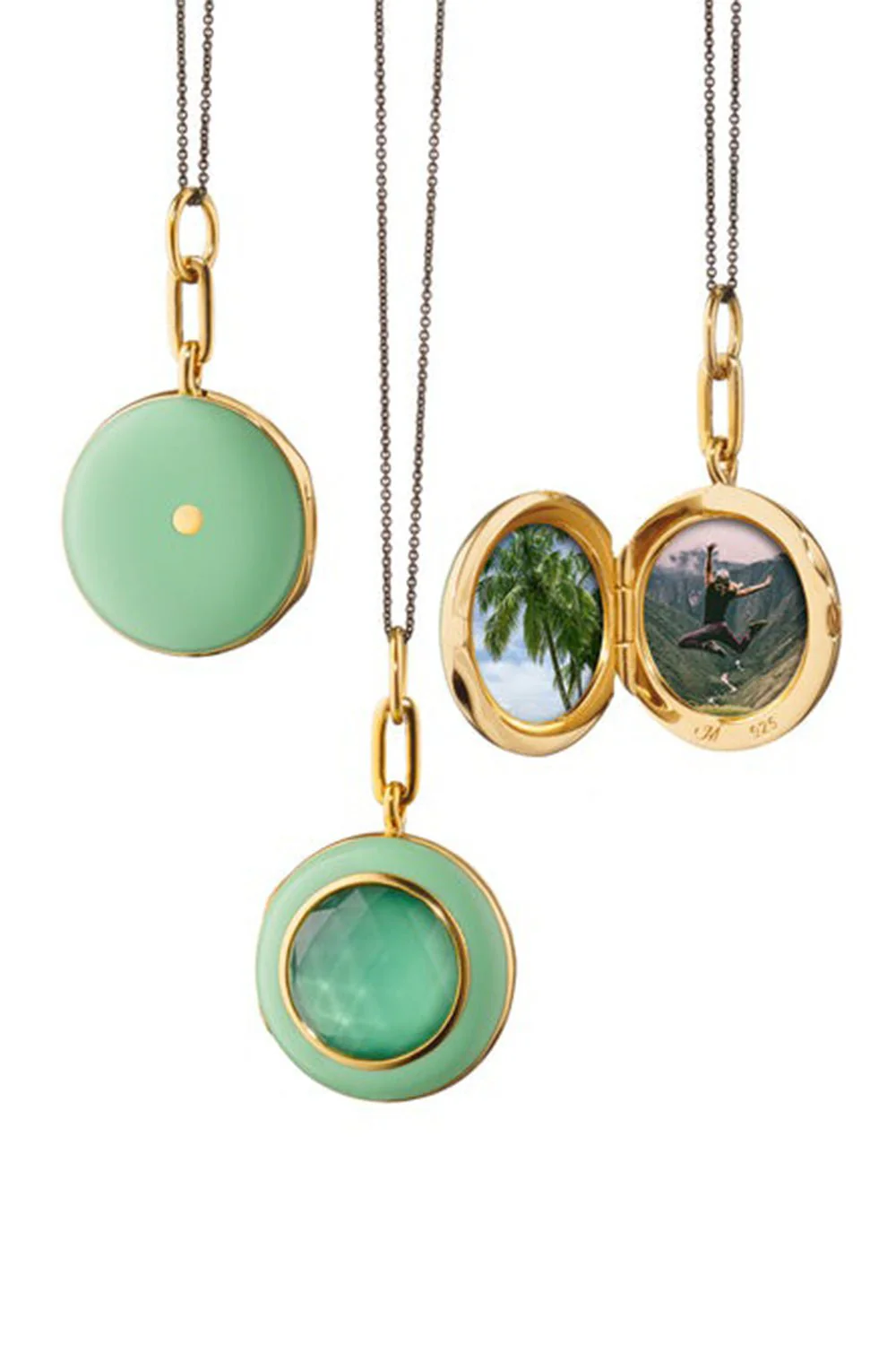 Green Enamel Vermeil Locket - Image 2