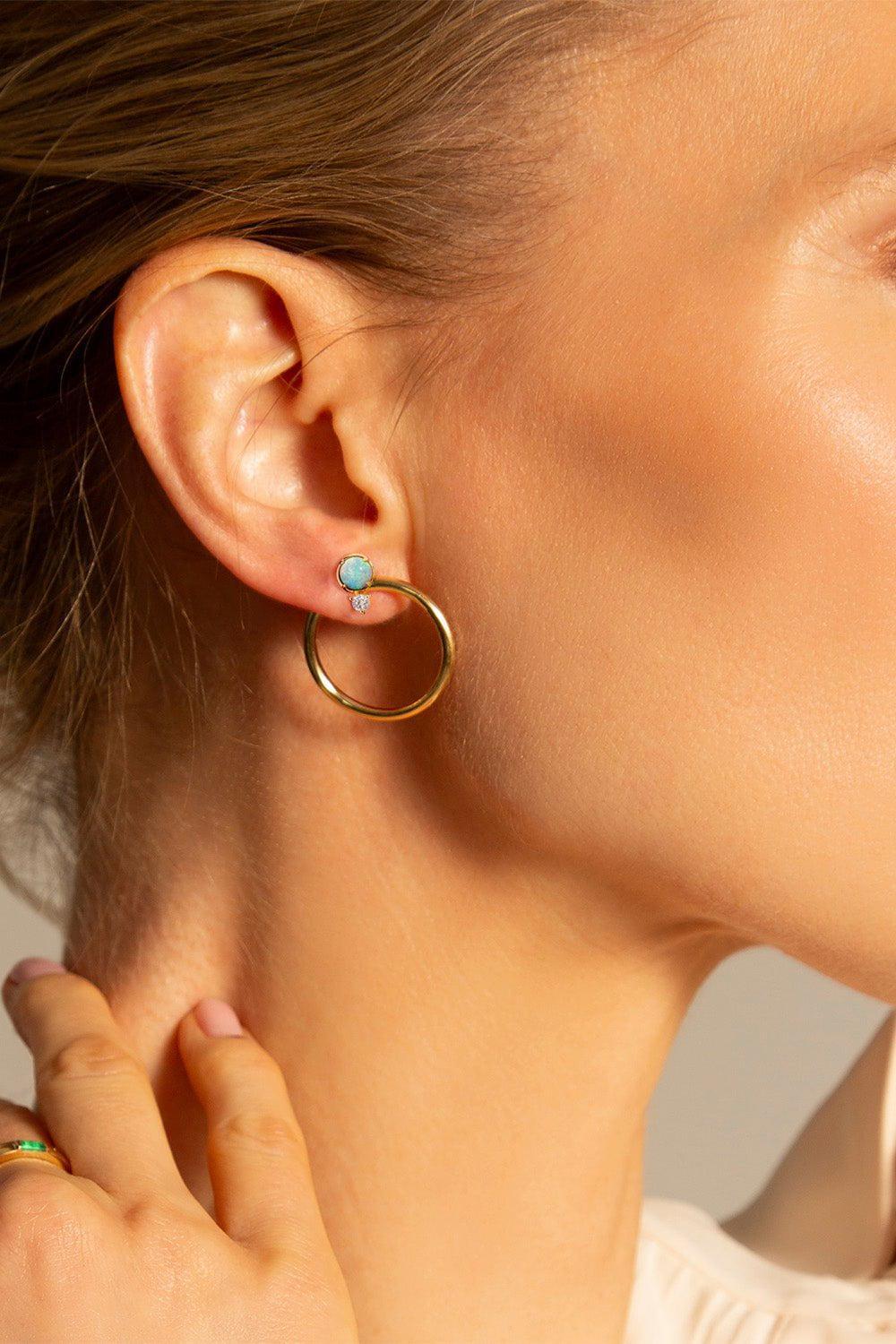 Large Opal Galaxy Wrap Hoop Earrings - Image 2